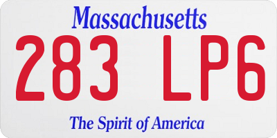 MA license plate 283LP6
