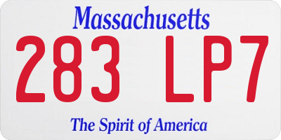 MA license plate 283LP7