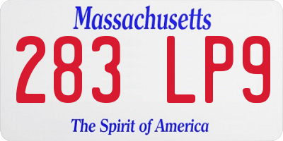 MA license plate 283LP9