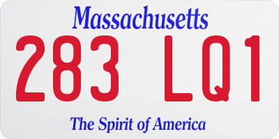 MA license plate 283LQ1