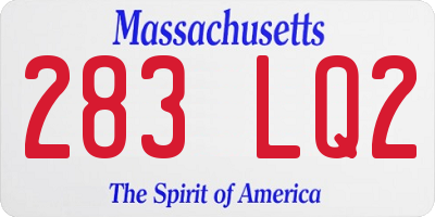 MA license plate 283LQ2