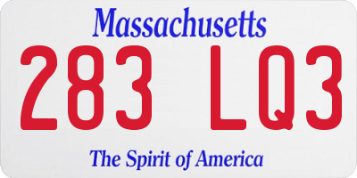 MA license plate 283LQ3