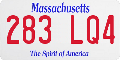 MA license plate 283LQ4