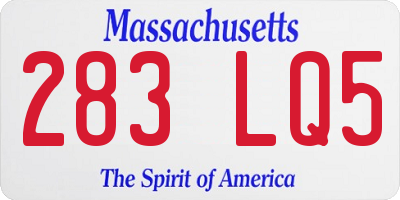 MA license plate 283LQ5