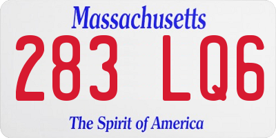 MA license plate 283LQ6