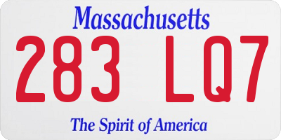 MA license plate 283LQ7