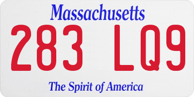 MA license plate 283LQ9