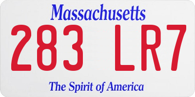 MA license plate 283LR7