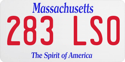MA license plate 283LS0