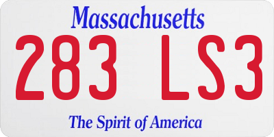 MA license plate 283LS3