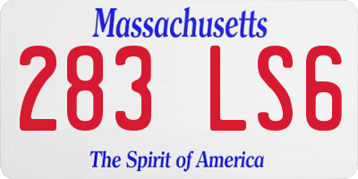 MA license plate 283LS6