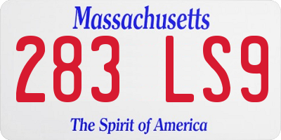 MA license plate 283LS9