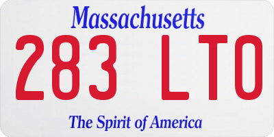 MA license plate 283LT0