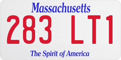 MA license plate 283LT1