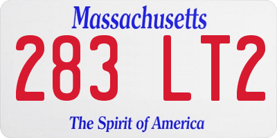 MA license plate 283LT2