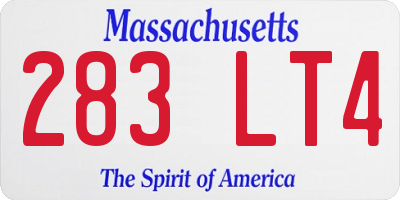 MA license plate 283LT4