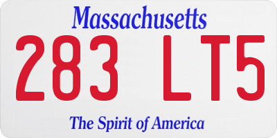 MA license plate 283LT5