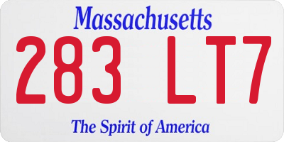 MA license plate 283LT7