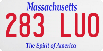 MA license plate 283LU0