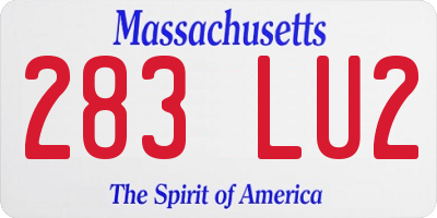 MA license plate 283LU2
