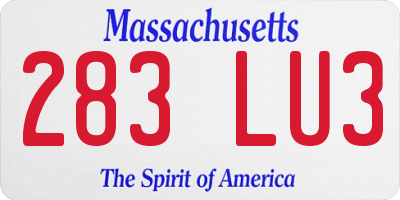 MA license plate 283LU3