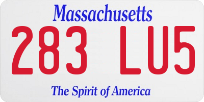 MA license plate 283LU5