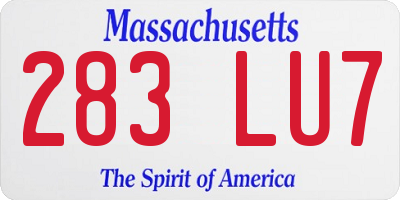 MA license plate 283LU7