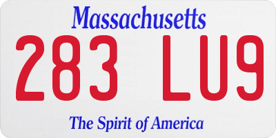 MA license plate 283LU9