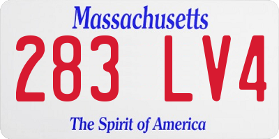 MA license plate 283LV4