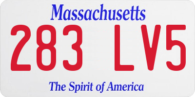 MA license plate 283LV5