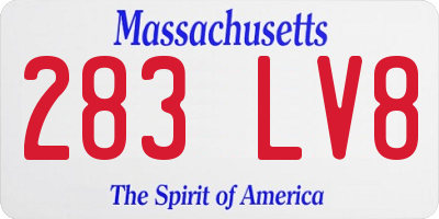 MA license plate 283LV8