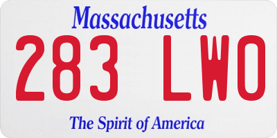 MA license plate 283LW0