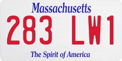 MA license plate 283LW1