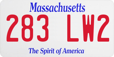 MA license plate 283LW2