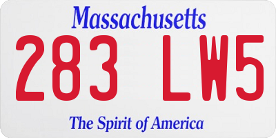 MA license plate 283LW5