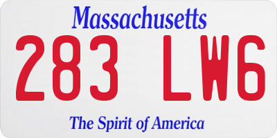 MA license plate 283LW6
