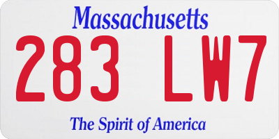 MA license plate 283LW7