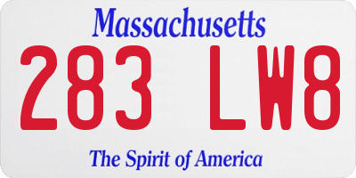 MA license plate 283LW8