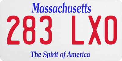 MA license plate 283LX0