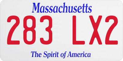 MA license plate 283LX2
