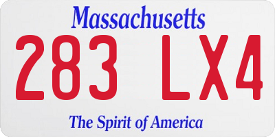 MA license plate 283LX4