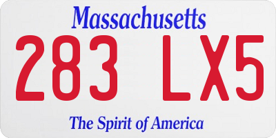 MA license plate 283LX5