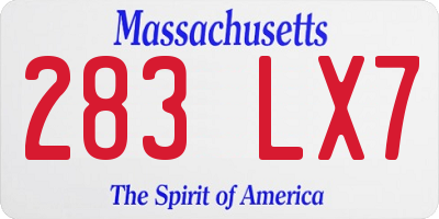 MA license plate 283LX7
