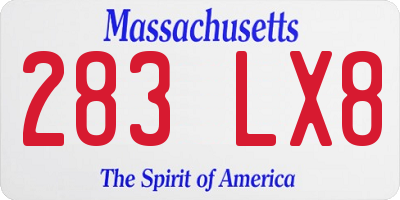 MA license plate 283LX8