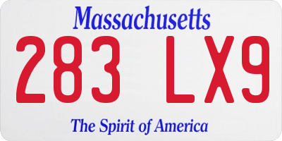 MA license plate 283LX9