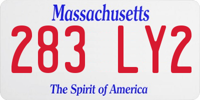 MA license plate 283LY2