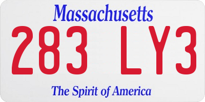 MA license plate 283LY3