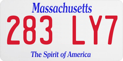MA license plate 283LY7