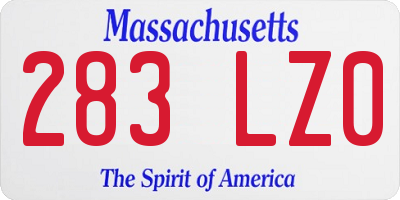 MA license plate 283LZ0