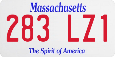 MA license plate 283LZ1